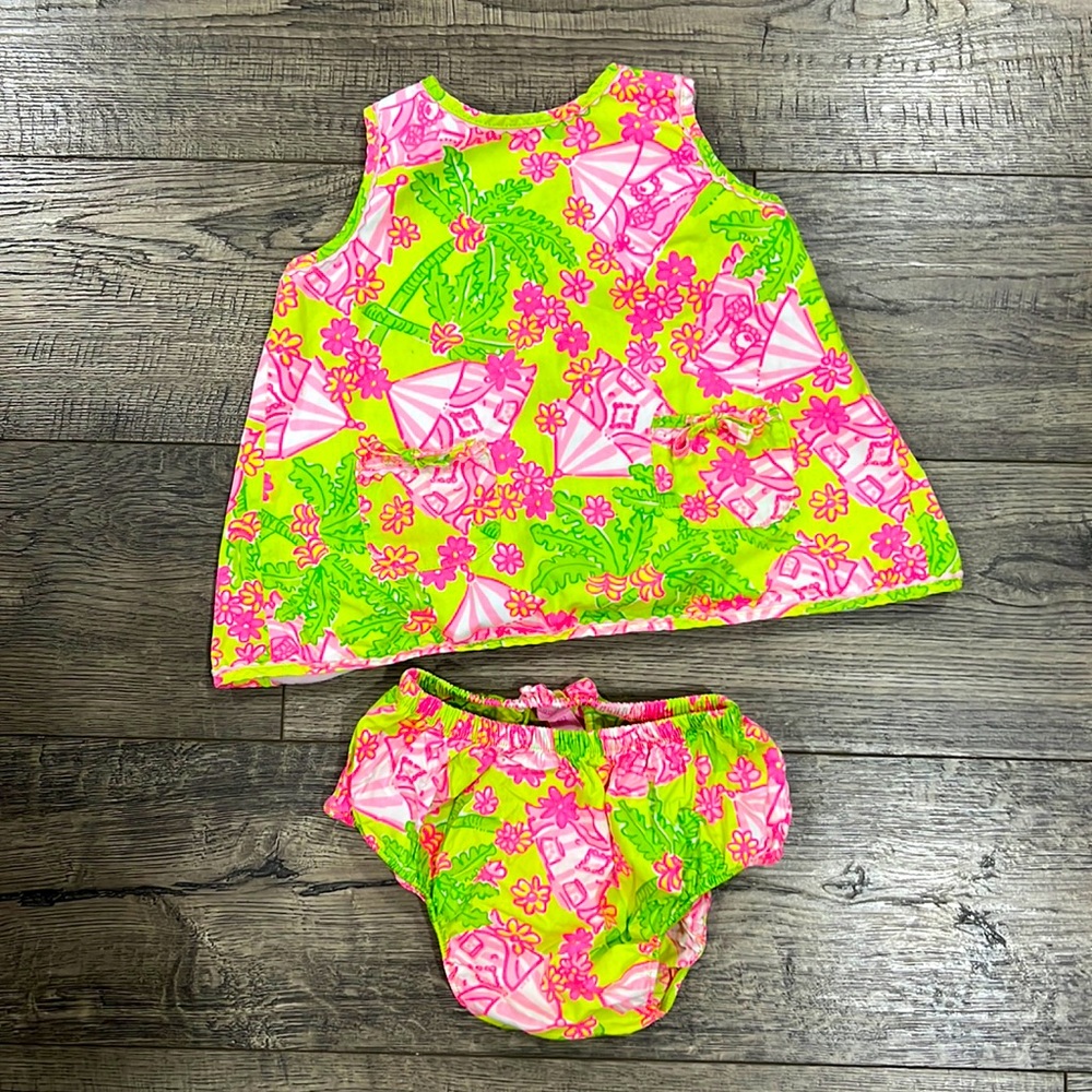 Lilly Pulitzer green and pink 6-12 month dress/cover